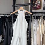 Marcella NYC Small White Knit Halter High Neck Sleeveless Maxi Slit Dress Photo 11