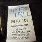 Time & Tru  Women's M Black floral embroidered Bell Sleeve Top Pleats ruffles Photo 3