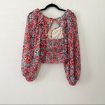 Free People NWT  Mable Bustier Long Sleeve Sweetheart Floral Red Top XS Photo 2