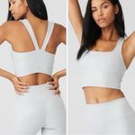 Alo Yoga ALO Ribbed Alosoft Longline Sports Bra Athletic Heather squareneck chic tank top Photo 5