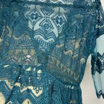 Jen's Pirate Booty  Teal Geometric Lace Dress see Measurements ( oversized) Photo 6