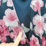 Kate and Lily Womens Dress Size 16W Navy Pink Floral Midi Wrap Boho Romantic Photo 4