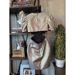 Mac Duggal Ieena  Metallic Puff Sleeve Cutout Mini Dress Copper Gold Womens Size Photo 7