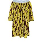 Anthropologie Vintage Off the Shoulder Neon Leaf Print Tunic Shirt Dress Photo 4