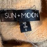 Sun + Moon Small Mock Neck Fuzzy Tan Long Sleeve Cropped Sweater Photo 3