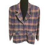 that’s me Vintage 90’s Purple and Orange Plaid Wool Jacket Blazer Coat Size 10 Photo 9