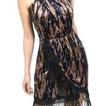 Allison X Commune Velvet Draped Fringe Metallic Black Rust Dress Size Medium NWT Photo 0