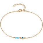18K Gold Plated Adjustable Evil Eye Dainty Charm Anklet for Women Photo 0