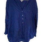 Old Navy  the tunic XXL navy blue white polka dot long sleeve button blouse Photo 0