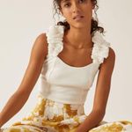 Anthropologie White Ruffled Corset Tank Top Puffy Sleeves Women’s Size Small Photo 0