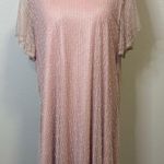 Saints and Hearts Plus Size‎ Blush Pink Crew Neck Dot Curvy Midi Dress Photo 0