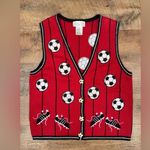 Mandal Bay Vintage Soccer Sweater Vest Red Size L Photo 2