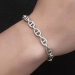 Link Chain Bracelet for Men Women Unisex Style Silver Photo 4