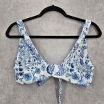 SheIn Blue White Floral Bikini Top Tie Front Swimwear Swimsuit Small Photo 1