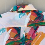 Vilagallo Art Paint Print Long Sleeve Button Down Blouse Pink Size 40/Large Photo 5