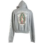 Ed Hardy Retro Y2K Mary Crop Hoodie Size Large Grey Spell Out Full Zip Photo 6