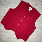 L.L.Bean Vintage cotton wool cable knit button cardigan sweater vest sleeveless Photo 0