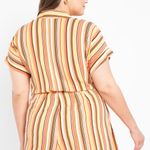 Eloquii womens shorts romper, bright tangerine and coral stripes size 14 Photo 2