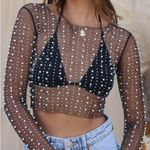 Beach Bunny REVOLVE x Look and Glisten Pearl Mesh Top in Black Sz. XS Photo 0