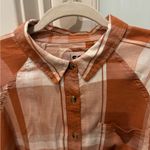 SO Orange Pumpkin Color Plaid Flannel Size L Longsleeve Button Up Shirt Photo 4