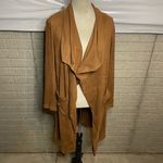Cupcakes And Cashmere Brown Draped Collar Suede Open Front Cardigan Jacket XS Photo 1