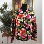 Caribbean Joe  Women's Blazer Top Blouse Size M Long Sleeves Black Multicolor Photo 0