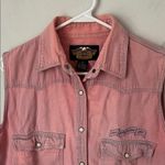 Harley Davidson Women’s Pink Pearl Snap Sleeveless Biker Vest, size Large # Photo 6