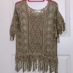 Simply Couture  Lace and Crochet Taupe Top Medium Photo 0