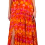 Abel the label  Floral Prairie Boho Maxi Dress Orange Pink Size Small Photo 0