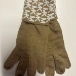 Michael Kors  Logo Monogram Camel Off White MK Knit Gloves Photo 0