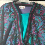 Cricket Lane Black Floral Print V Neck Sweatshirt Top Women's Size XL Photo 1