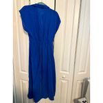 Mango MNG  Women's Blue Midi‎ Dress with Belt Cap Sleeves Size L Photo 5