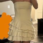 Tularosa  GiGi mini dress ruffle denim Elegant Cream Strapless Ruffle Dress Photo 1