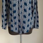 Escapada  sz S blue white print v-neck‎ work blouse Photo 2