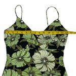 M Collection Green Floral Asymmetrical Cami Dress with Ruffle Hem Black Size M Photo 13