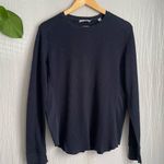 Vince  Waffle Thermal Navy Blue Prima Cotton Long Sleeve Top Size Small Photo 0