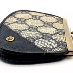 Gucci GG Supreme KissLock Navy Blue Monogram Coin Purse Change Wallet Photo 4