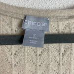 Chico's Size 2 Oatmeal Drama Cable Pullover V-neck Sweater Large Oversized Cream Photo 5