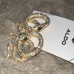ALDO Two Crystal Snake Serpent Reptile Green Eyes Earrings And Resin Clip Photo 1