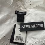 Steve Madden  Imitation-Pearl-Trim Eyelet Cotton Collar White OSFM NWT Photo 1