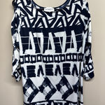Peck & Peck  Women's XL Black White Graphic Print Tunic Top 3/4 Sleeve Photo 0
