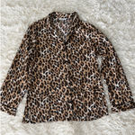 Victoria's Secret ‎ Leopard Print Long Sleeve Button Down Pajama Top Medium Photo 0