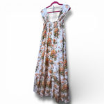 Anthropologie  Floral Square Next Maxi Dress XS Off-White Orange Photo 4