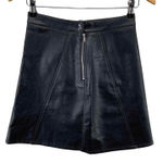 ZARA  Skirt Womens XS Black Faux Leather Exposed Zipper Button Closure Lined Photo 0