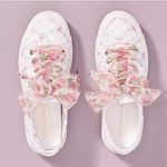 Superga  X LoveShackFancy Floral Sneakers Ribbon Laces Low Top Size 8 Coquette Photo 2