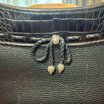 Brighton  Emma Embossed‎ Croc Pebbled Leather Shoulder Bag Adjustable Strap Black Photo 1