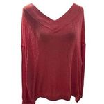 Free People We The Free Women's S Pink V-Neck Long Sleeve Waffle Knit Top Photo 0