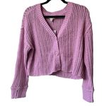 American Eagle pink cropped loose knit button down sweater women xsmall xs Photo 0