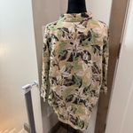 Woolrich Woman 3/4 Sleeve Button Down Blouse Khaki Mix Floral Leaves Neutral XL Photo 6