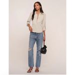 Heartloom  Faux Leather Cream Top Size XS with Lace up Back NWT Photo 2